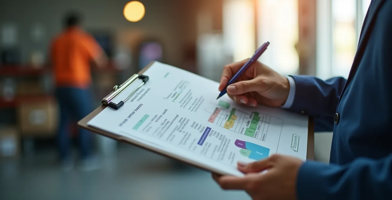 Un gérant de centre de detailing analysant les données de rentabilité